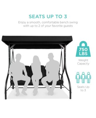 3-Seat Outdoor Converting Canopy Swing Glider Patio Hammock w/ Removable Cushions