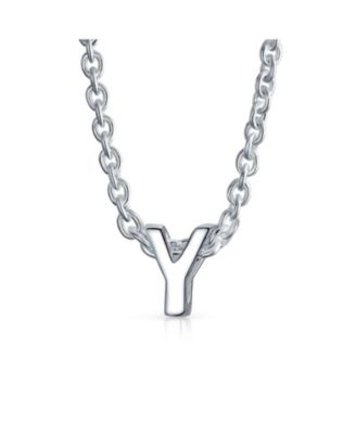 Tiny Block Letter Alphabet Initial A-Z Dainty Pendant Necklace .925 Sterling Silver