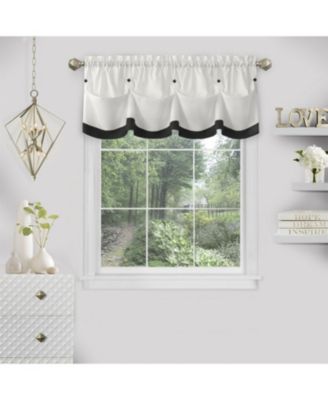 Country Farmhouse Living Solid Colored Button Tuck Window Valance - 56in W x 14in L, Linen