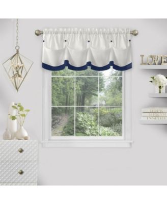 Country Farmhouse Living Solid Colored Button Tuck Window Valance - 56in W x 14in L, Linen