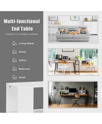 2-Tier Side Sofa End Table Bedside Nightstand Table Brown Home