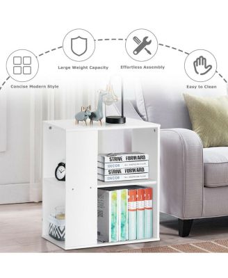 2-Tier Side Sofa End Table Bedside Nightstand Table Brown Home