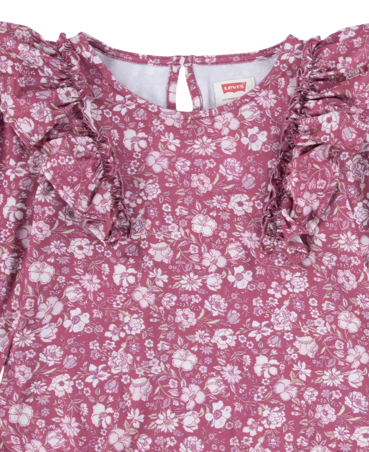 LEVI'S BABY GIRLS RUFFLE LONG SLEEVE TOP AND FLARE PANT, 2-PIECE SET 