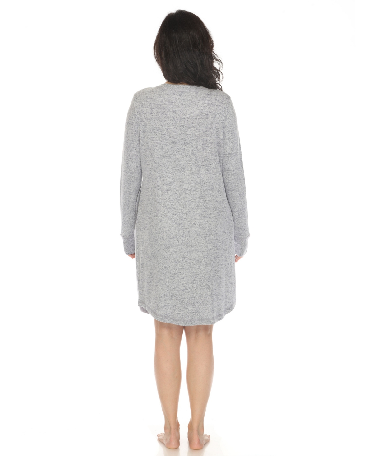 White Mark Women's Long Sleeve Sleepshirt In Denim Blue