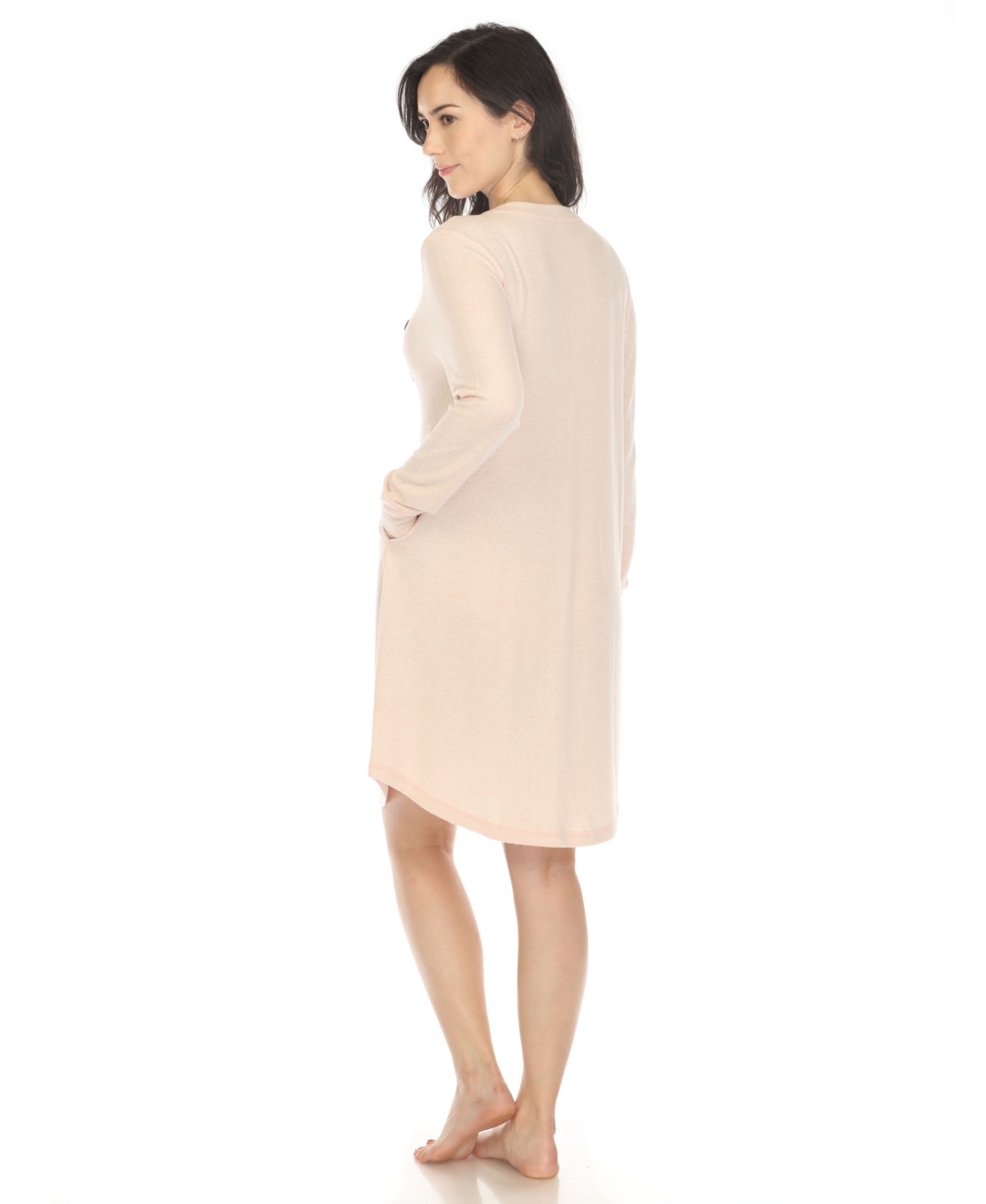 White Mark Women's Long Sleeve Sleepshirt In Pink