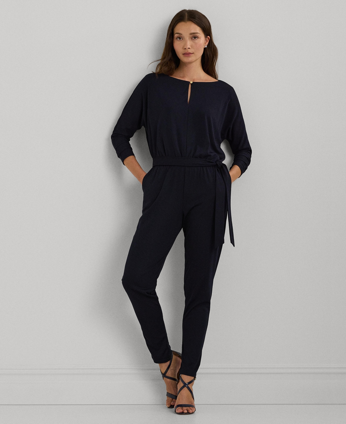 Lauren Ralph Lauren Women's Belted Jersey Dolman-Sleeve Jumpsuit