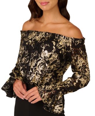 Women's Off-The-Shoulder Lace & Crepe Jumpsuit