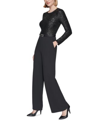 Women's Sequin-Top Wide-Leg Jumpsuit