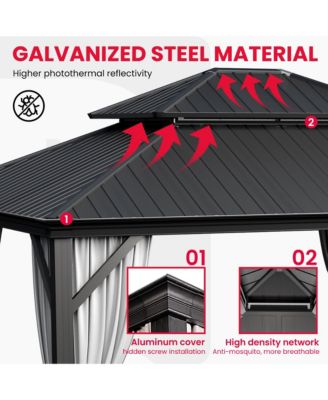 12 ft. x 14 ft. Metal Hardtop Gazebo with Curtains