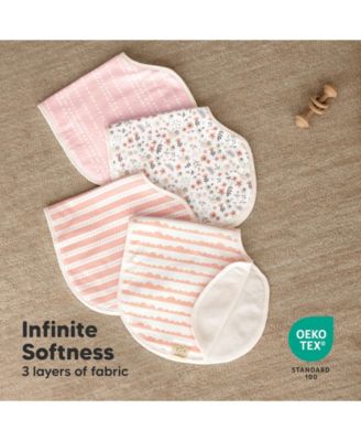 4pk Hallo Baby Burp Cloths, Cotton Burp Cloth for Girls, Boys, Soft & Absorbent Burping Cloths