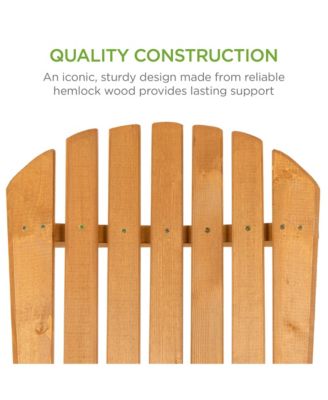 Folding Adirondack Chair Outdoor, Wooden Accent Lounge Furniture w/ 350lb Capacity