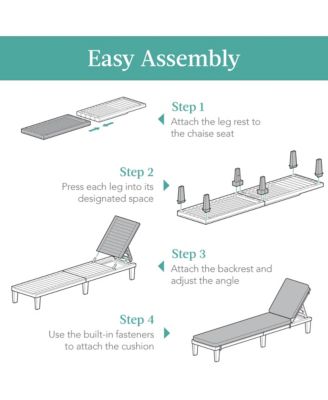 Outdoor Lounge Chair, Resin Patio Chaise Lounger with Seat Cushion