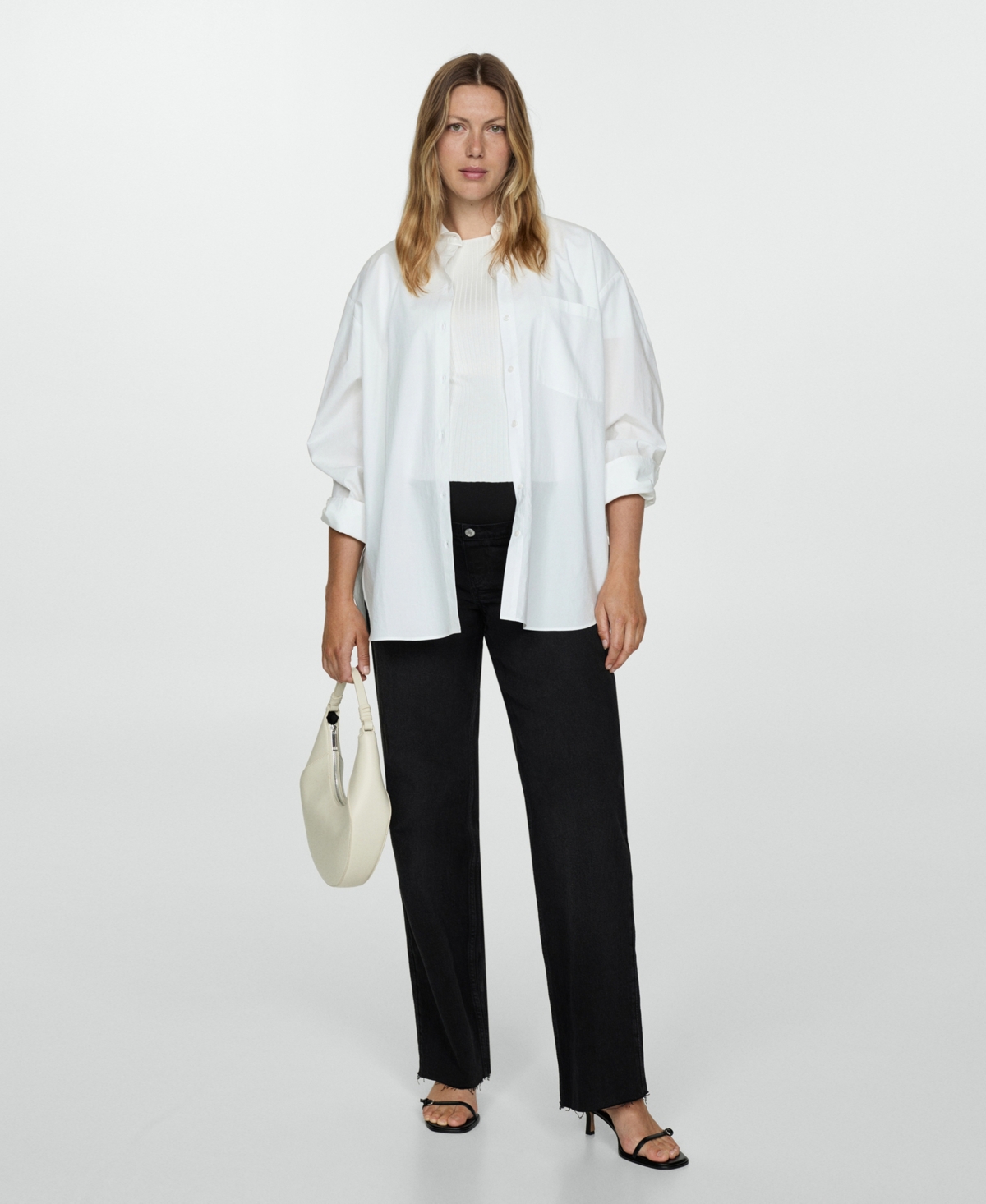 Shop Mango Women's Maternity Wideleg Jeans In Black Denim