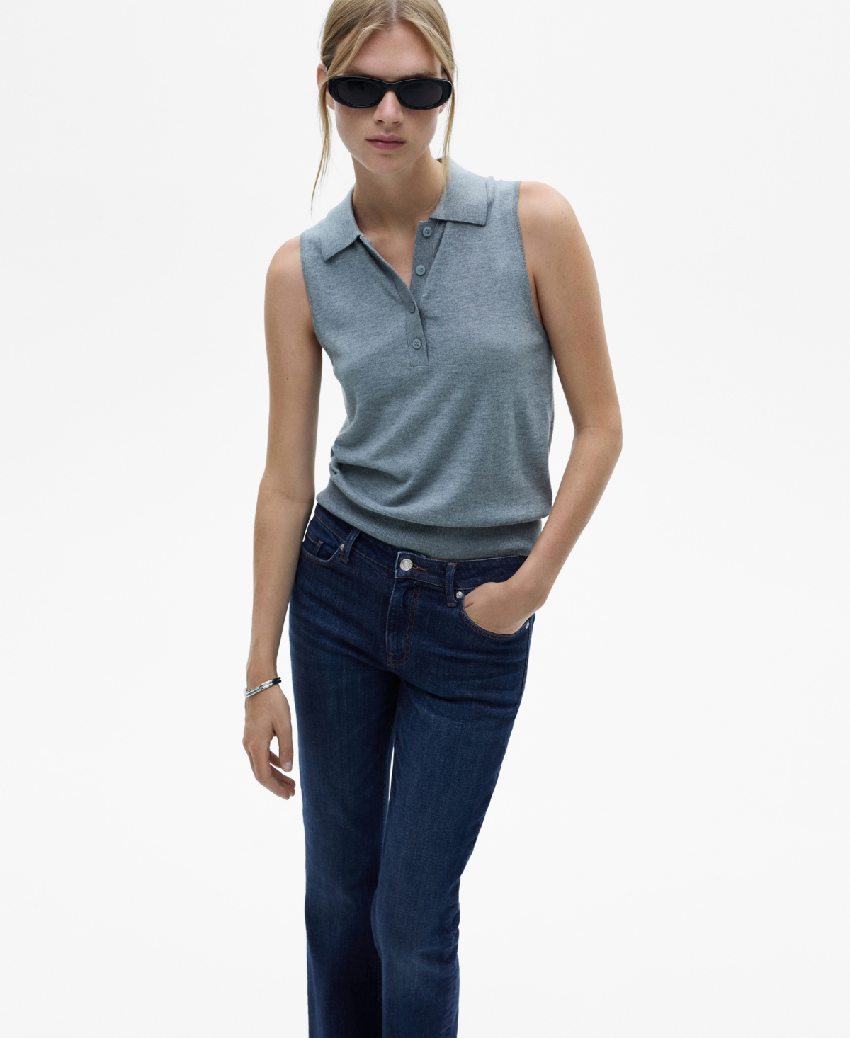 Shop Mango Women's Fiona Flare Mid-rise Jeans In Dark Blue