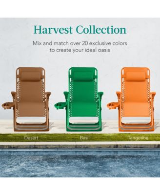 Monochromatic Zero Gravity Chair, Folding Patio Recliner w/Side Tray, Headrest