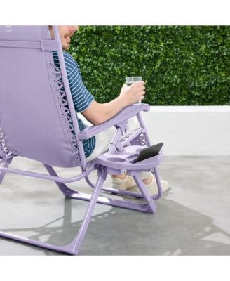 Monochromatic Zero Gravity Chair, Folding Patio Recliner w/Side Tray, Headrest