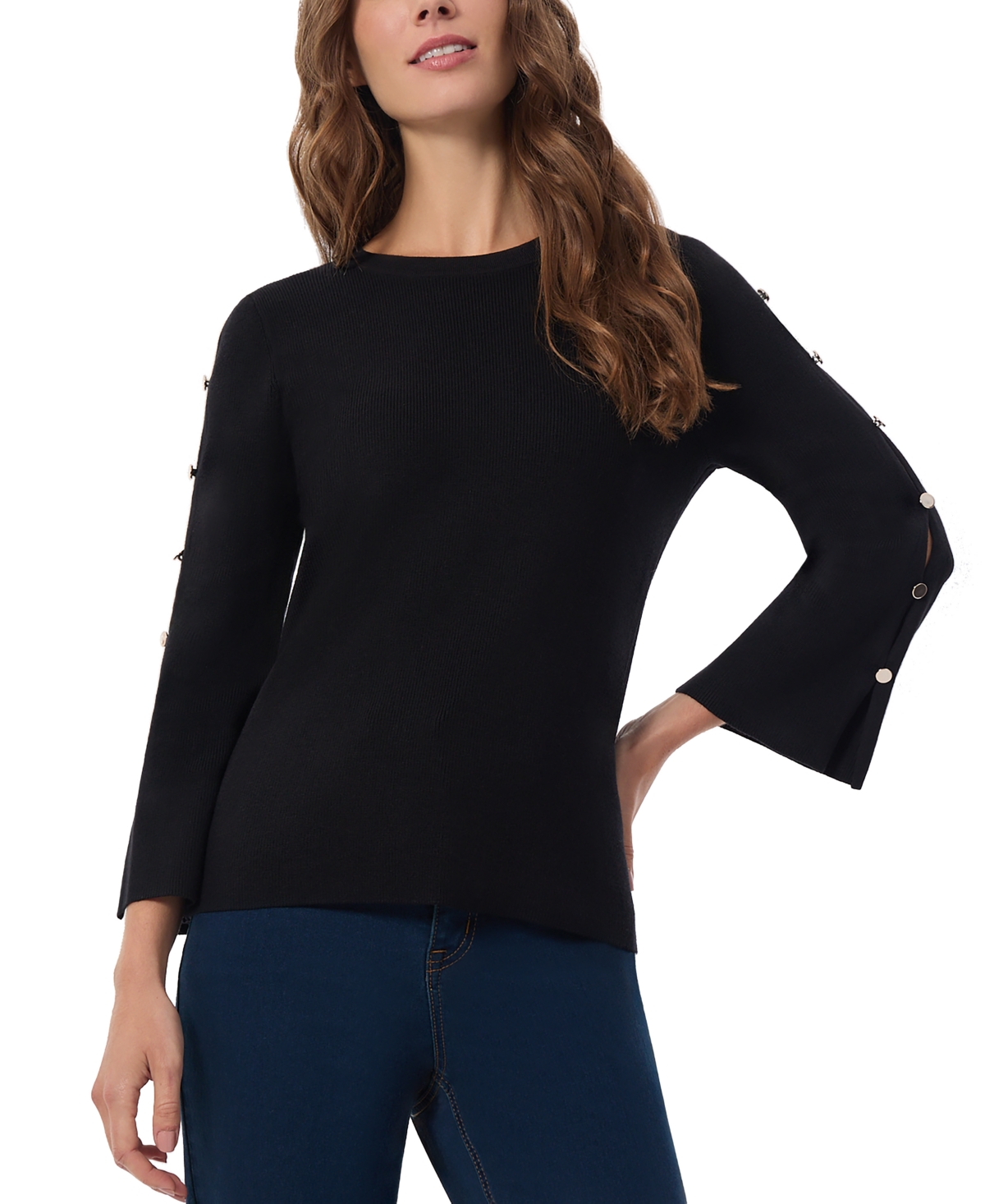 Women's Peek-a-Boo-Sleeve Sweater - Jones Black