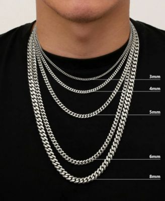 Silver Miami Cuban 5MM Stainless Steel Chain Necklace