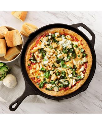 12 Inch Round Preseasoned Cast Iron Frying Pan in Black