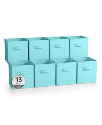 13 Inch 8 Pack Sturdy Collapsible Fabric Storage Cubes with Handle - for Organizing Clothes, Toys, Books,  Shelves & more