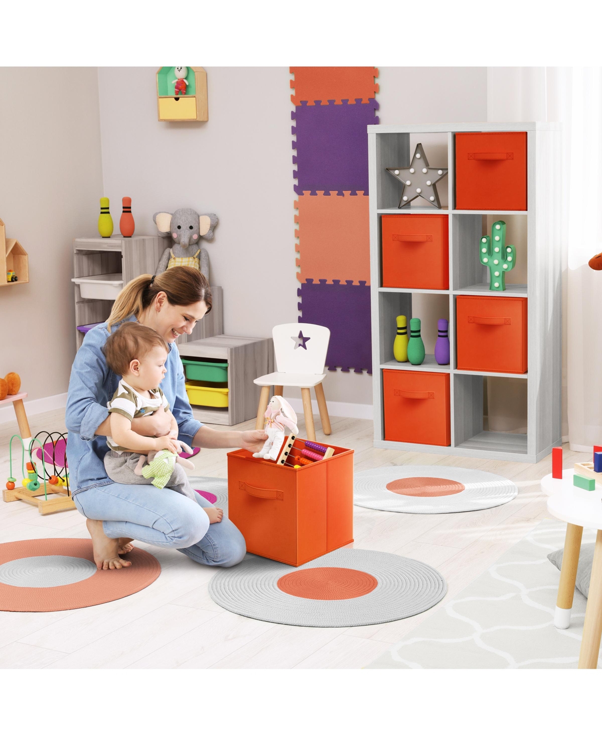 Sorbus 13 Inch 8 Pack Sturdy Collapsible Fabric Storage Cubes with Handle - for Organizing Clothes, Toys, Books, Shelves & more