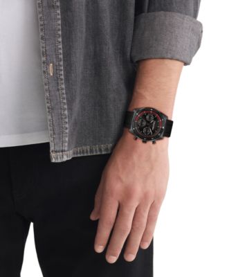 Men's Flex Black Silicone Strap Watch 45mm