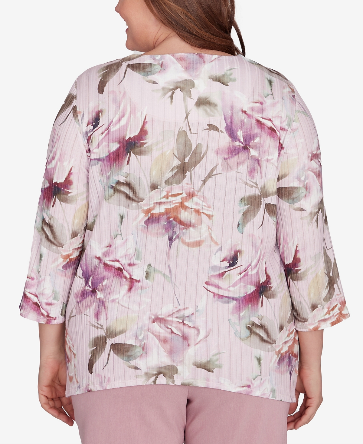 Alfred Dunner Plus Size Telluride Romantic Florals Textured Top