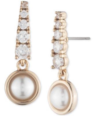 Givenchy - Gold-Tone Crystal & Imitation Pearl Drop Earrings