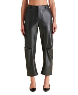 Steve Madden Women's Haniel Faux-Leather Barrel Pants - Macy's