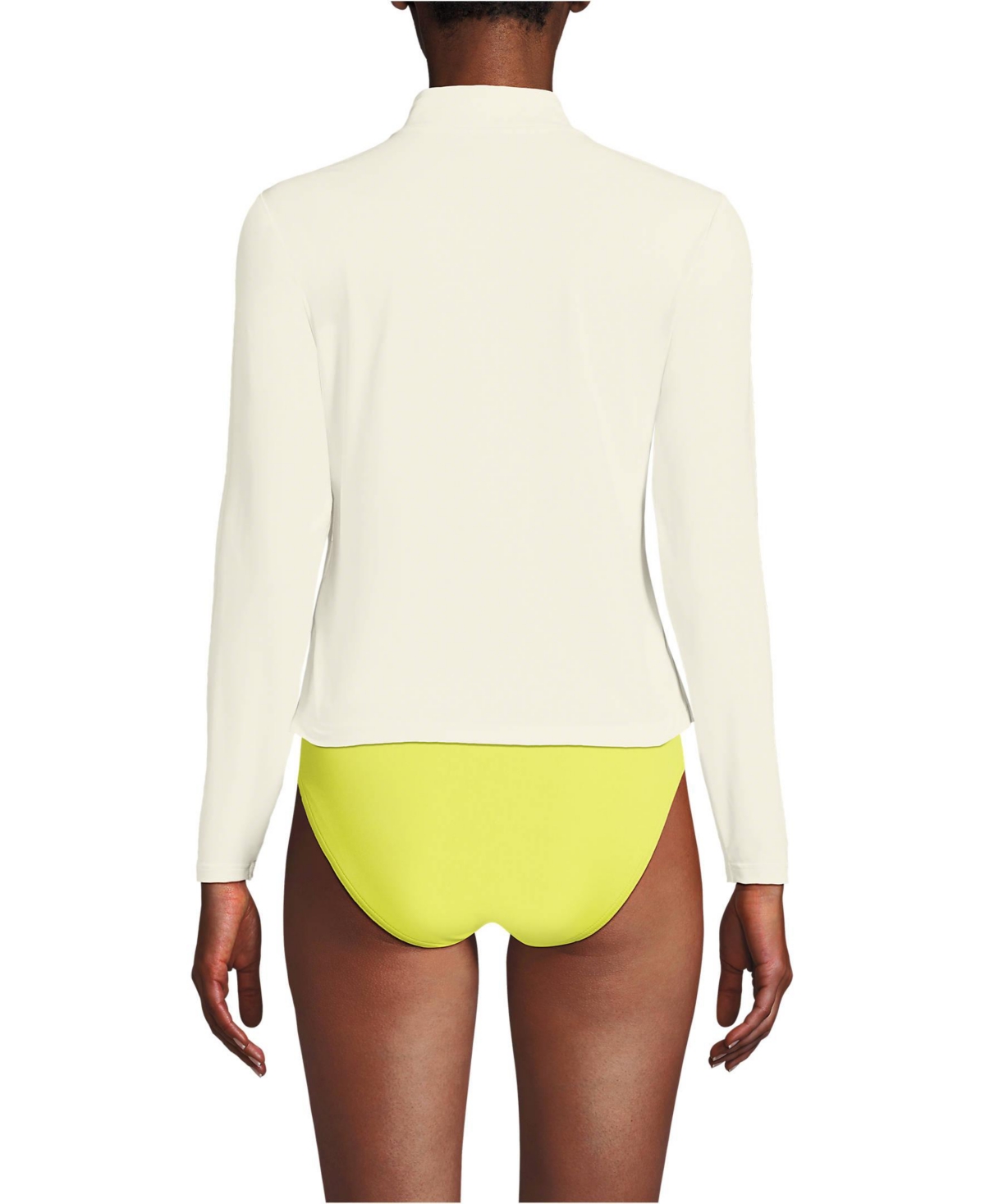 Lands' End Women's Cooling Zip Front Long Sleeve Mock Neck Upf 50 Sun Protection Rash Guard