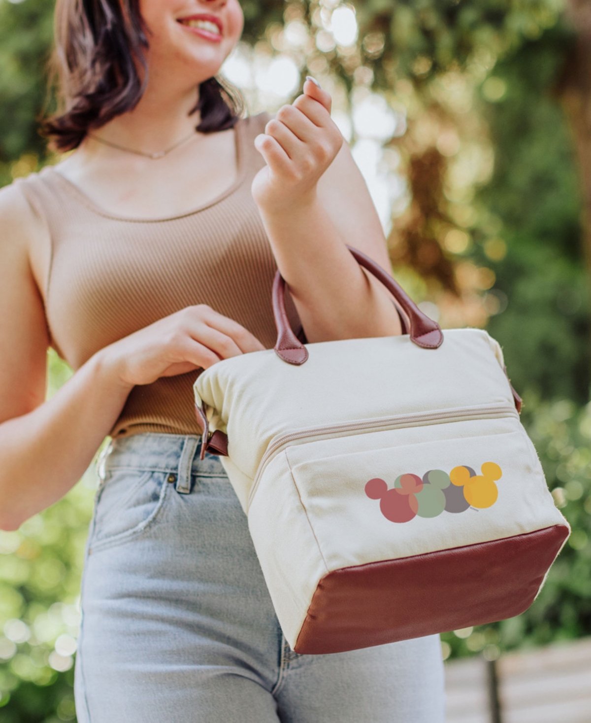 Oniva Disney Mickey Mouse Urban Lunch Bag - Beige with Brown Accents