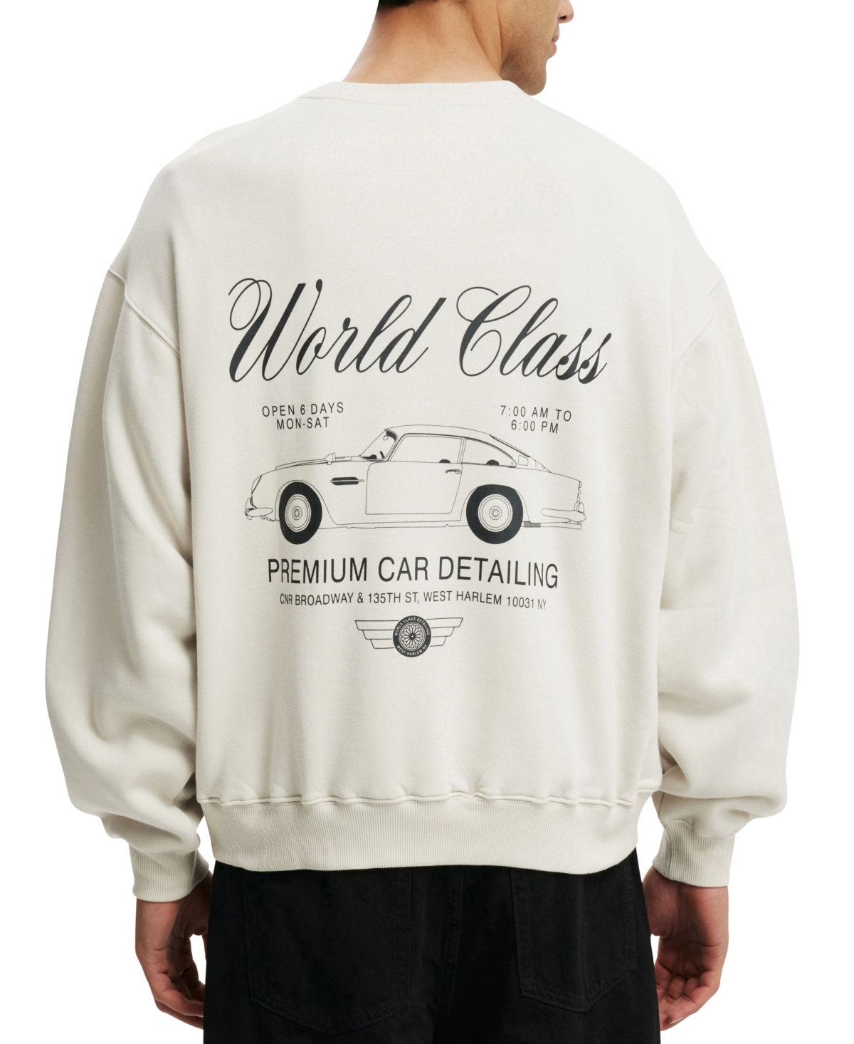 COTTON ON MEN'S BOX FIT GRAPHIC CREW SWEATSHIRT 