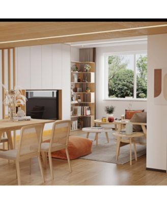 7-Shelves Accent Bookcase, Open Back Bookshelf, Corner Bookcase