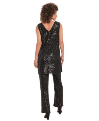 Women's V-Neck Sleeveless Sequin Tunic Top