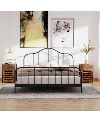 Nightstand with Drawer Cabinet Adjustable Shelf Industrial Side Table Rustic