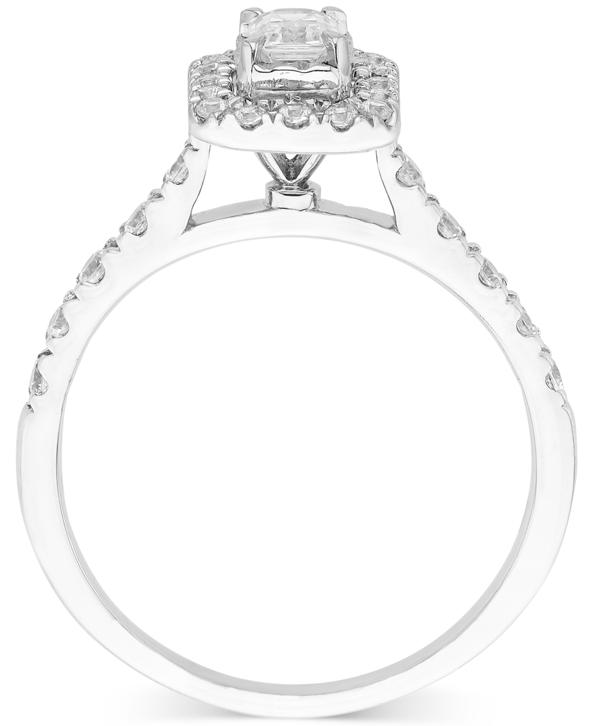Macy's Diamond Emerald-cut Halo Engagement Ring (5/8 Ct. T.w.) In 14k White Gold In White Gold