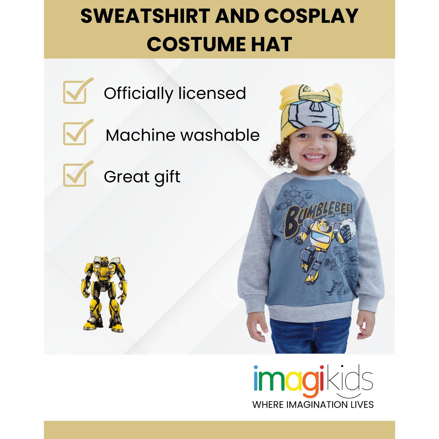 Bumblebee Boys' Fleece 2-Piece Sweatshirt and Hat Set
