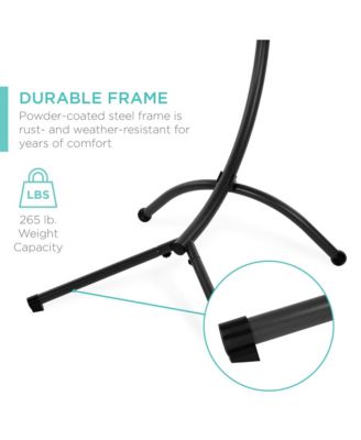 Hanging Curved Chaise Lounge Chair Swing for Backyard, Patio w/ Pillow, Shade, Stand