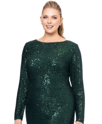 chinese dress ladies Plus Size Long Sleeve Off Shoulder Sequins Black Bodycon Mini Dress 2XL main image 0