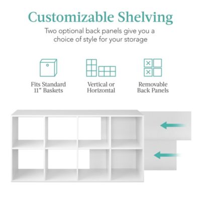8-Cube Bookshelf, 11in Display Storage System, Organizer w/ Removable Back Panels