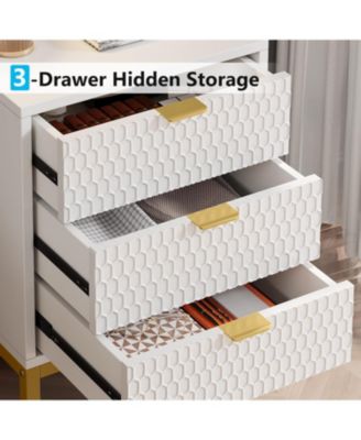 3-Drawer Nightstand Set of 2, 25.8" Tall Modern Bedside Table, Large Side End Table with Storage Drawers for Bedroom