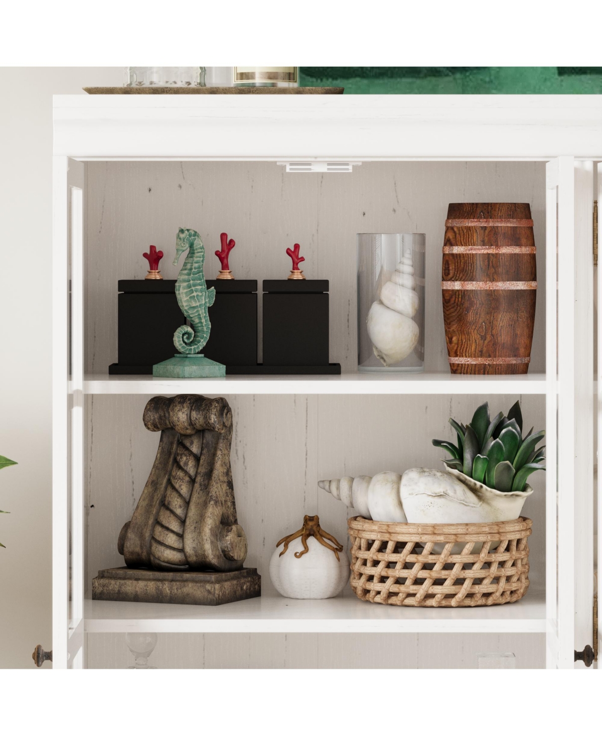 Famapy Black Wood Bookcase Storage Cabinet With Tempered Glass Doors