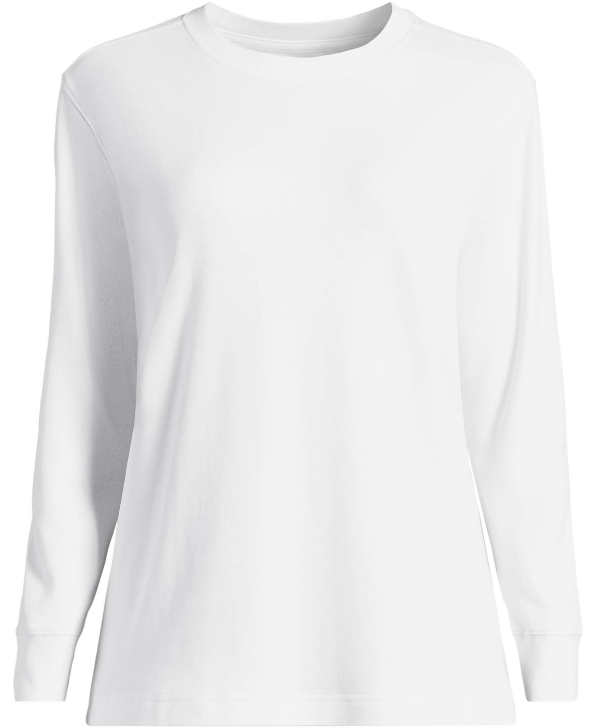 Lands' End Women's Cotton Relaxed Long Sleeve Crew Neck
