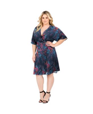 Standards Practices Plus Size Floral Print V Neck Kimono Wrap Midi Dress Macy s