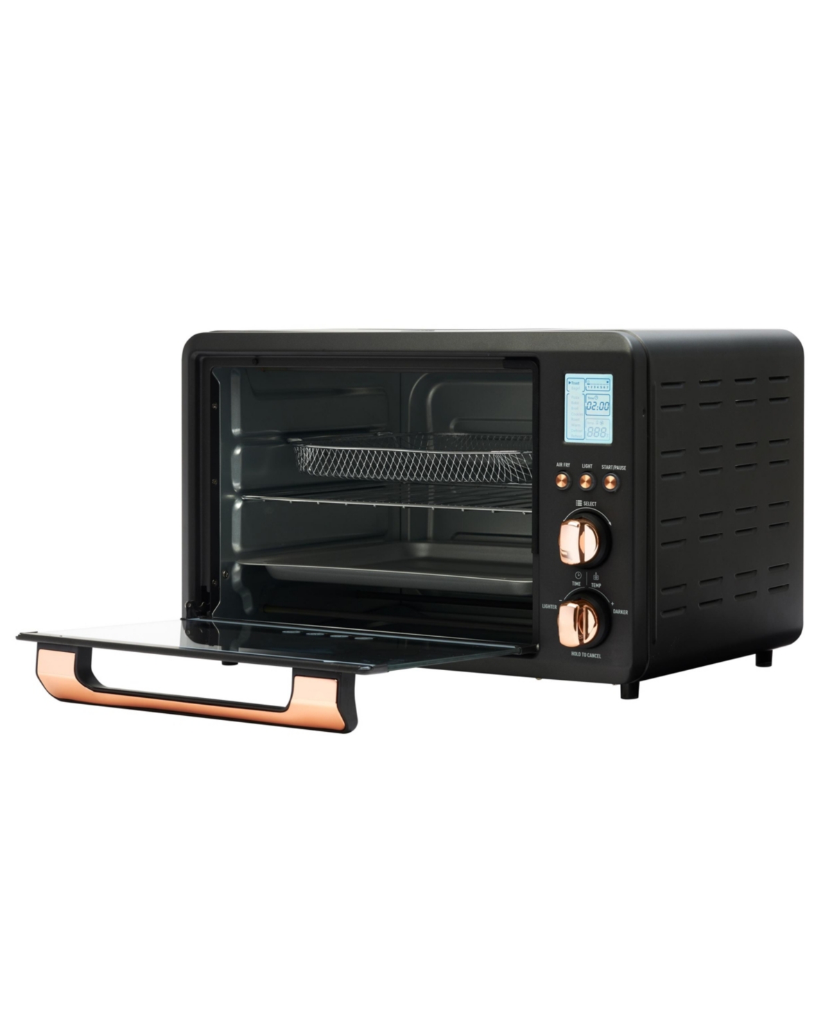 Haden 25 Liter 6- Slice Toaster Oven with Easy Reach Roll-Top Door, Air Fry, Bake, Broil, Toast Functions -Copper