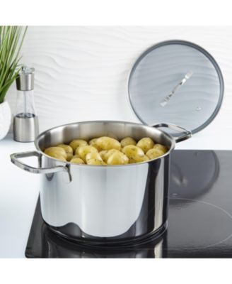 DiNA Helix 4pc Recycled 18/10 Stainless Steel Stockpot Set, Glass Lids