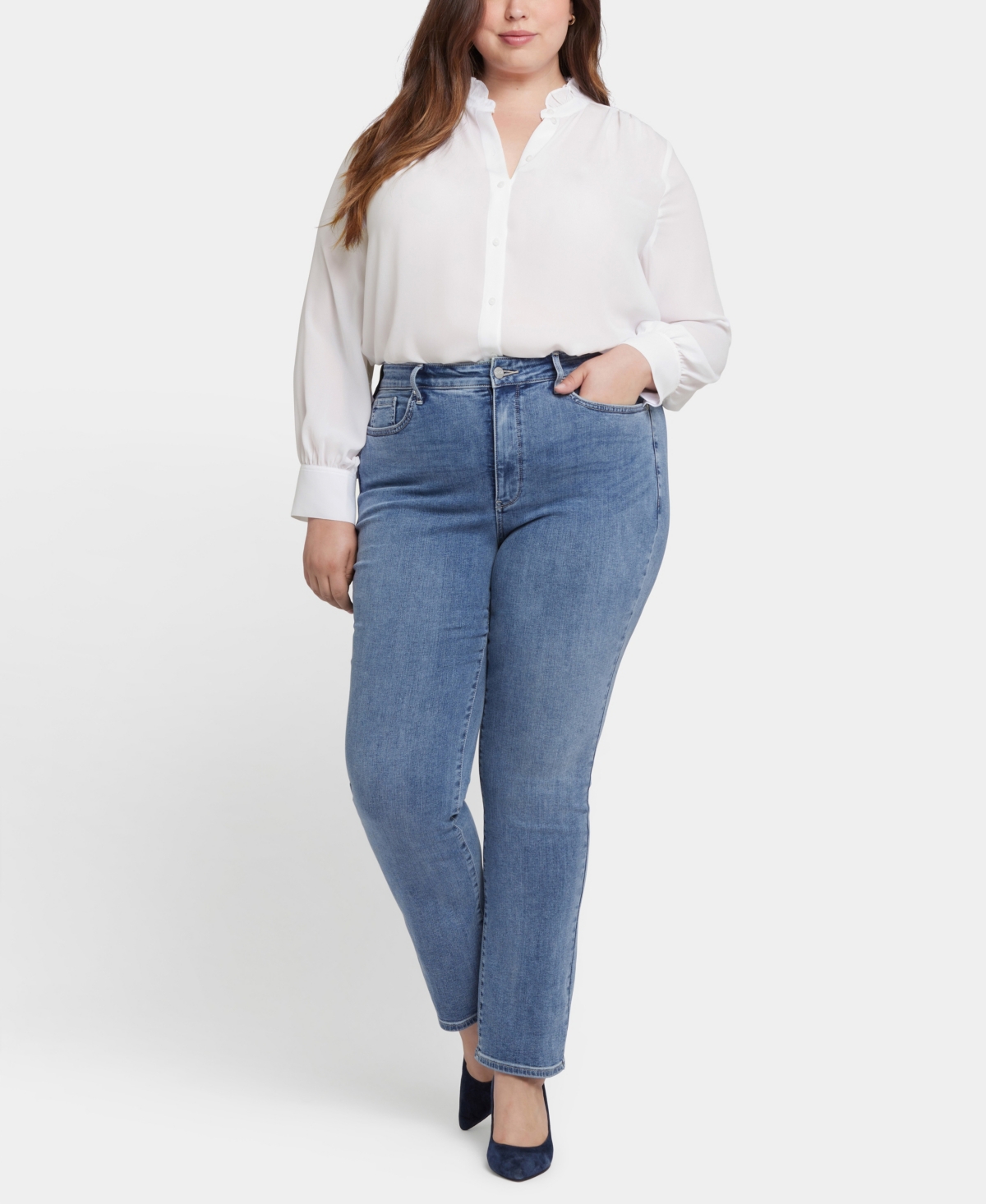Nydj Plus Size High Rise Marilyn Straight Jeans In Hayden Valley