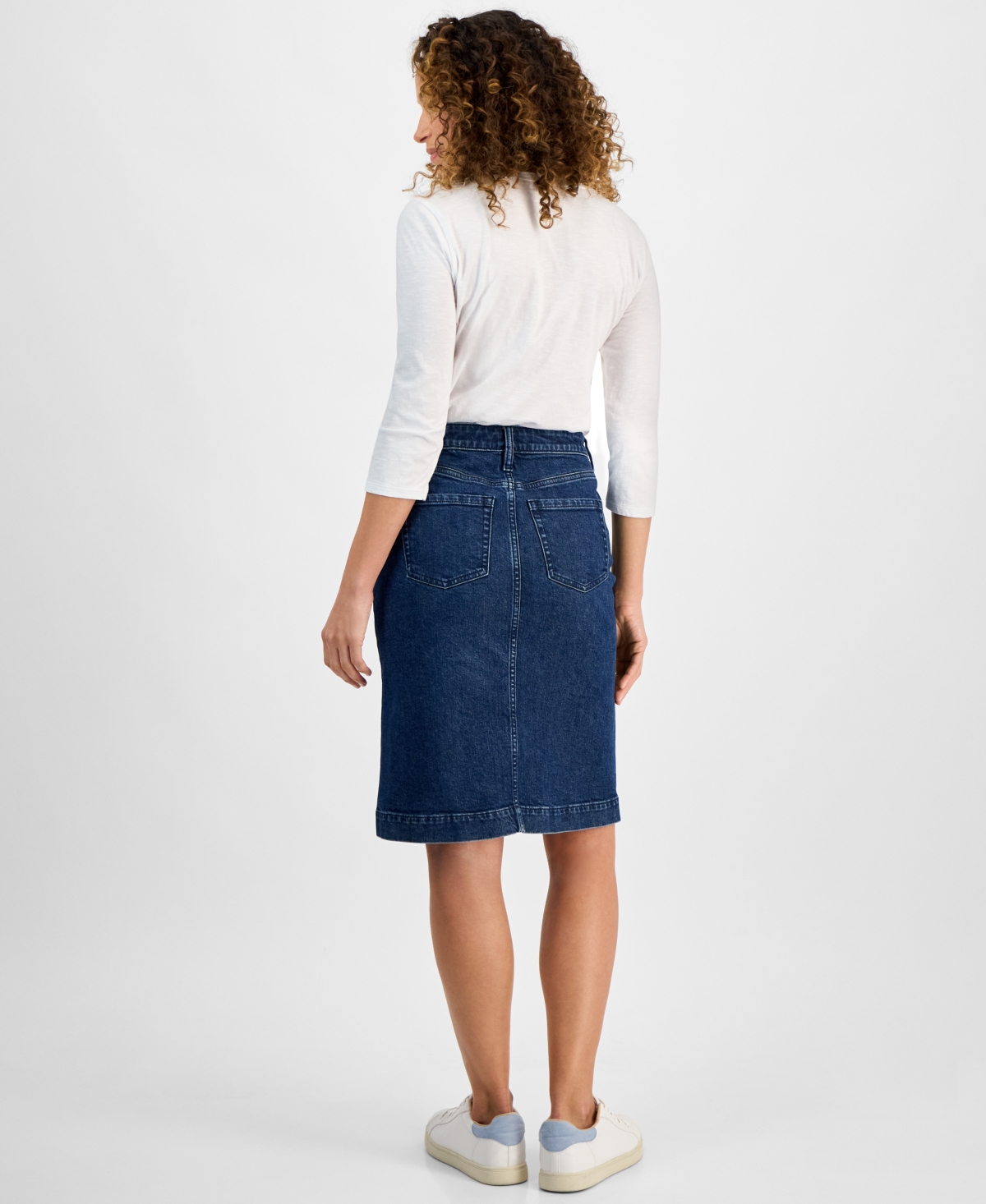 Style & Co Petite Denim Midi Skirt, Exclusively at Macy's