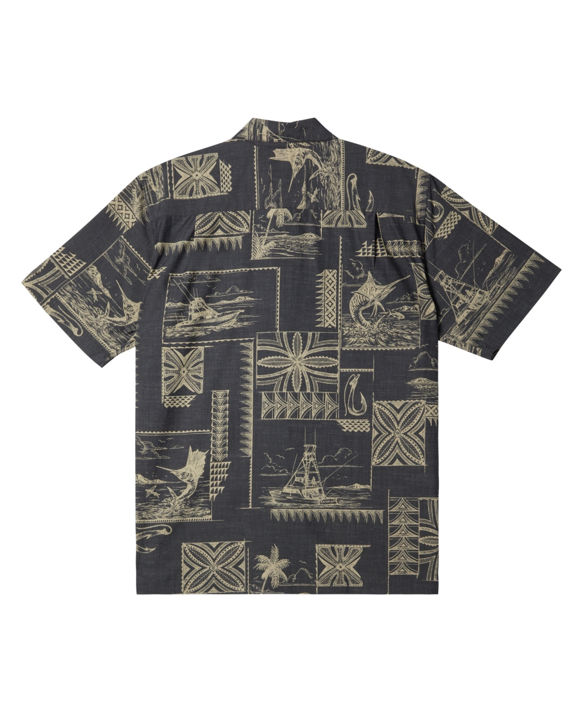Quiksilver Waterman Men's Bill Fish Short Sleeve Shirt - Mercury Sherpa- Black
