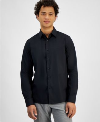 Michael Kors - Men's Classic-Fit Stretch Solid Button-Down Shirt